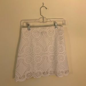 White lace mini skirt